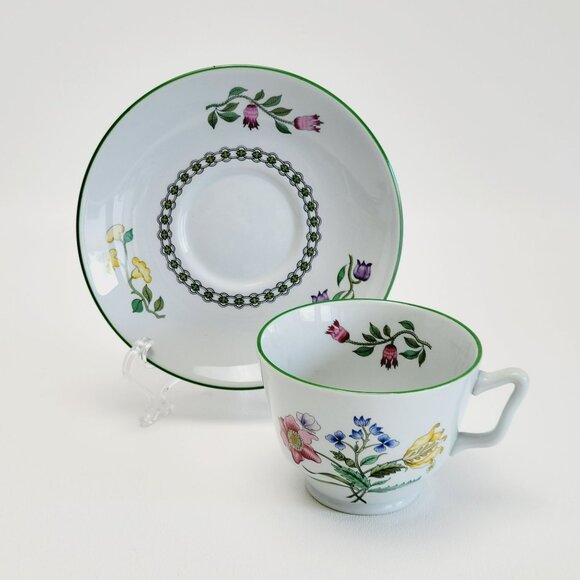 Spode Summer Palace Stoneware Cup & Saucer 2 Sets Multicolor Floral Discontinued - Picture 2 of 12